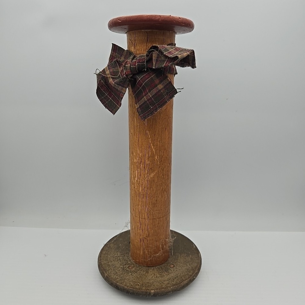 Vintage Large 10.5" Wooden Industrial Textile Mill Factory Bobbin Spool